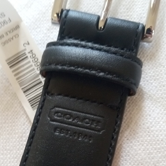 Coach Black Leather Belt with Silver Buckle - Picture 1 of 3